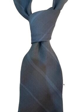 Ketch Men's Geometric Woven Tie Blue Logo Accent Classic Width Short Length